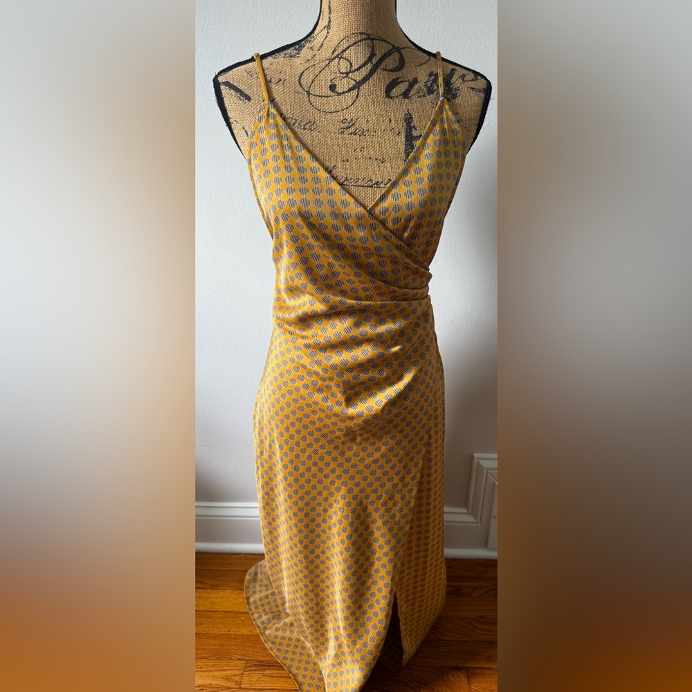 Urban Outfitters Yellow and Brown Midi Dress